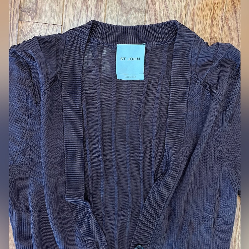 St. John Button Front Cardigan Sweater Brown Size Small